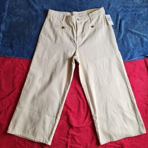 Michael Kors Selma Crop Wide Leg Women's Pants Denim High Rise Size 14 Bone NWT